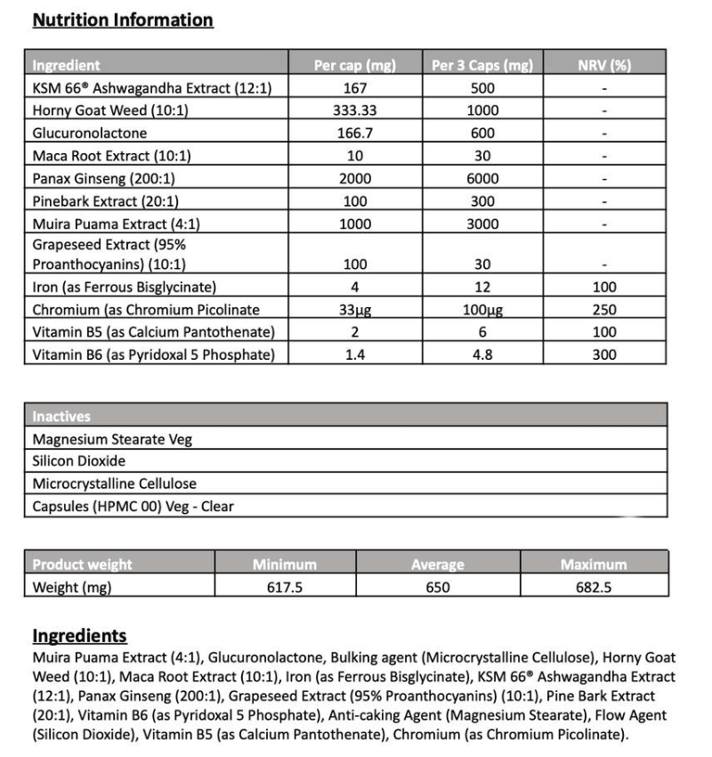Performer 8 Nutrition Information